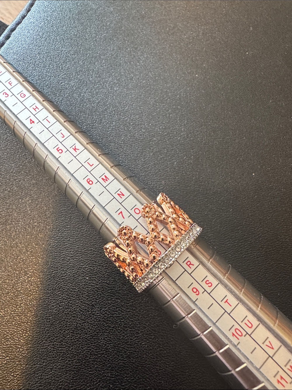 Rose Gold Crown Ring with Pavé “Diamonds” costume size 8
